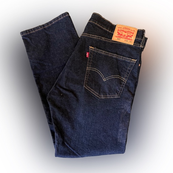 Levi's Other - Levis 505 Jeans Mens 36x30 Straight Leg Regular Fit Dark Wash Denim